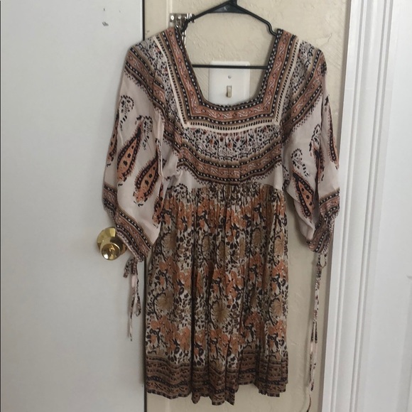 Orange/brown floral print Free People dress - Picture 1 of 3